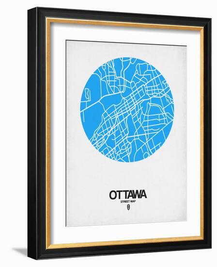 Ottawa Street Map Blue-NaxArt-Framed Art Print