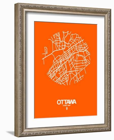 Ottawa Street Map Orange-NaxArt-Framed Art Print