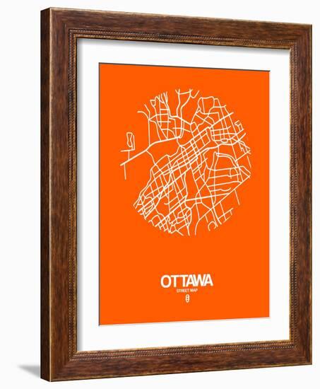 Ottawa Street Map Orange-NaxArt-Framed Art Print