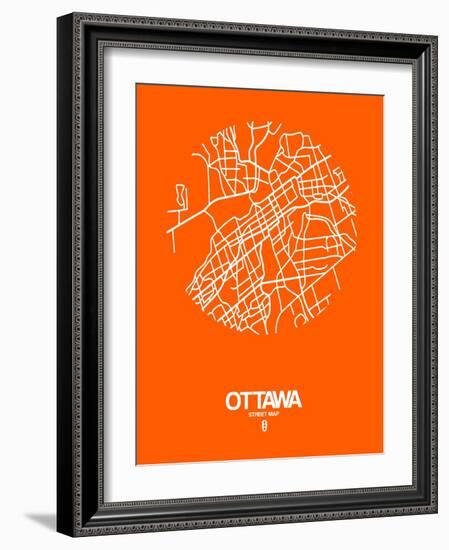 Ottawa Street Map Orange-NaxArt-Framed Art Print