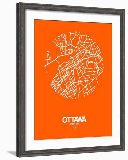 Ottawa Street Map Orange-NaxArt-Framed Art Print