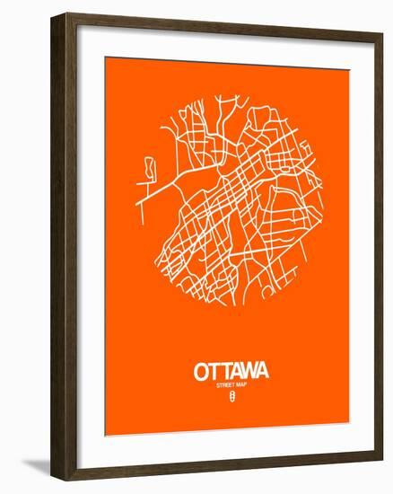 Ottawa Street Map Orange-NaxArt-Framed Art Print