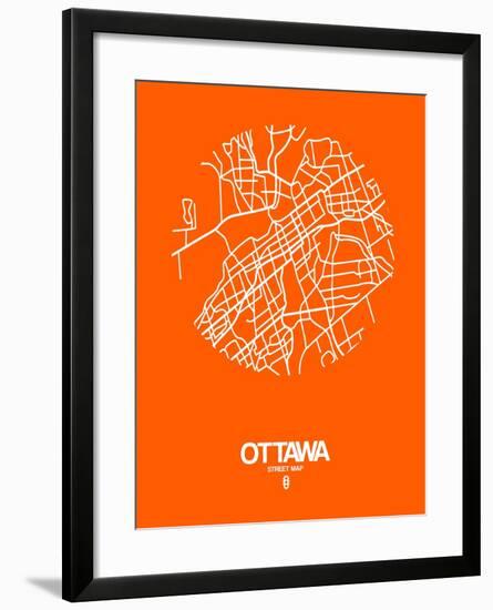 Ottawa Street Map Orange-NaxArt-Framed Art Print