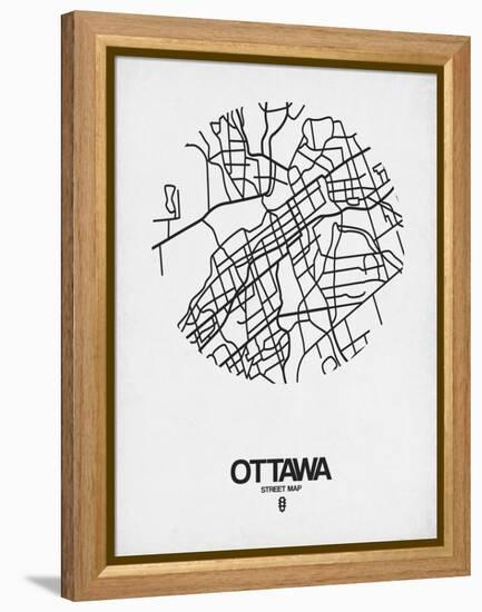 Ottawa Street Map White-NaxArt-Framed Stretched Canvas