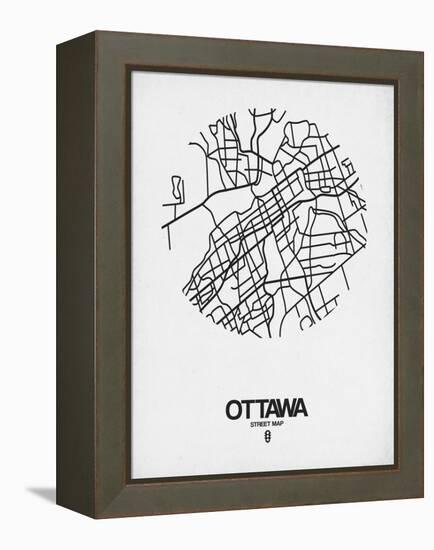 Ottawa Street Map White-NaxArt-Framed Stretched Canvas