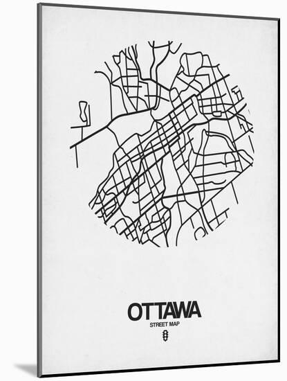 Ottawa Street Map White-NaxArt-Mounted Art Print