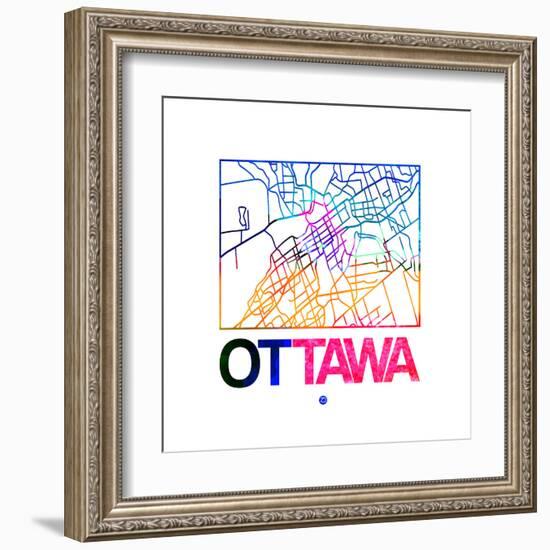 Ottawa Watercolor Street Map-NaxArt-Framed Art Print