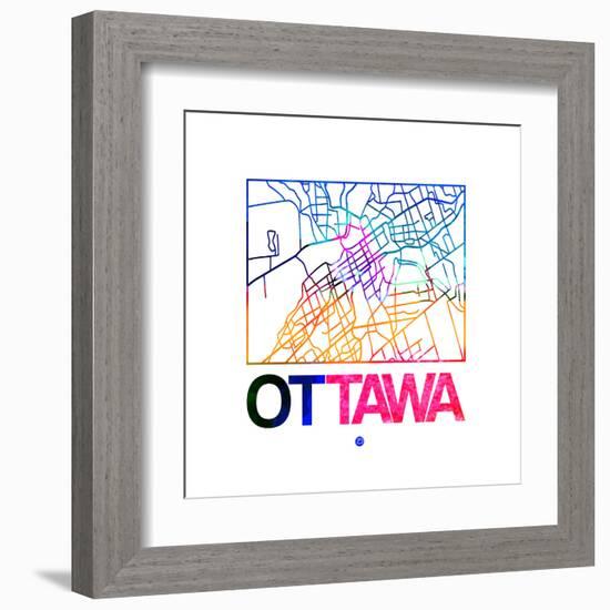 Ottawa Watercolor Street Map-NaxArt-Framed Art Print