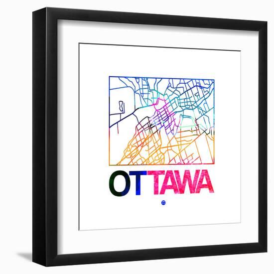 Ottawa Watercolor Street Map-NaxArt-Framed Art Print