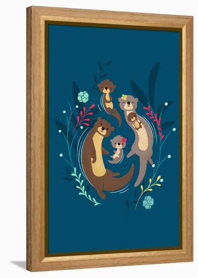 Otter Family-Jay Fleck-Framed Stretched Canvas