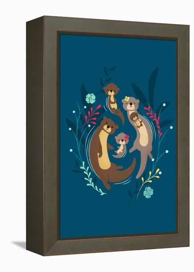 Otter Family-Jay Fleck-Framed Stretched Canvas