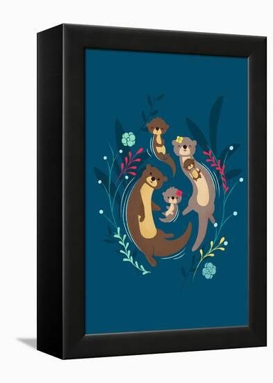 Otter Family-Jay Fleck-Framed Stretched Canvas
