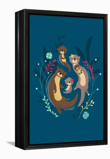 Otter Family-Jay Fleck-Framed Stretched Canvas