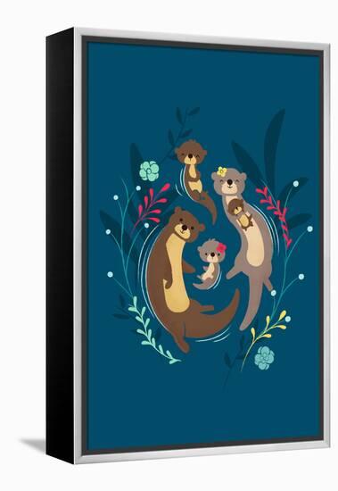 Otter Family-Jay Fleck-Framed Stretched Canvas