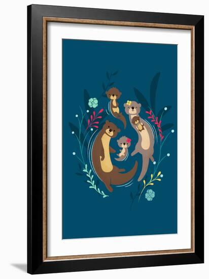 Otter Family-Jay Fleck-Framed Art Print