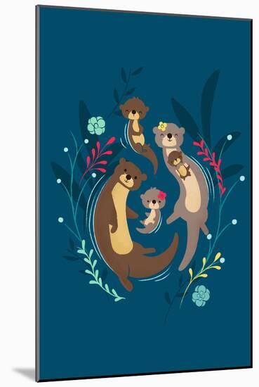 Otter Family-Jay Fleck-Mounted Art Print