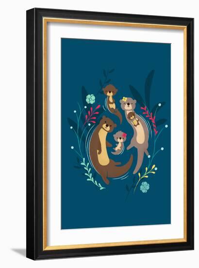 Otter Family-Jay Fleck-Framed Art Print