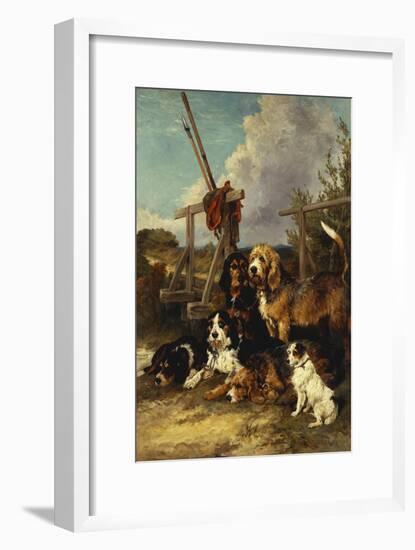 Otter Hounds by a Bridge - Tired Out, 1881-John Emms-Framed Giclee Print