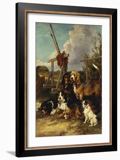 Otter Hounds by a Bridge - Tired Out, 1881-John Emms-Framed Giclee Print