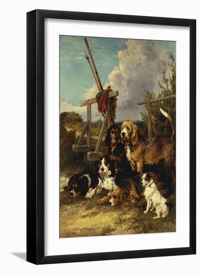 Otter Hounds by a Bridge - Tired Out, 1881-John Emms-Framed Giclee Print