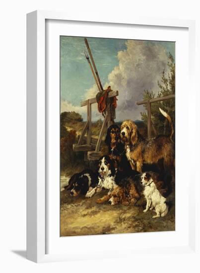 Otter Hounds by a Bridge - Tired Out, 1881-John Emms-Framed Giclee Print