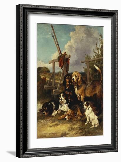 Otter Hounds by a Bridge - Tired Out, 1881-John Emms-Framed Giclee Print