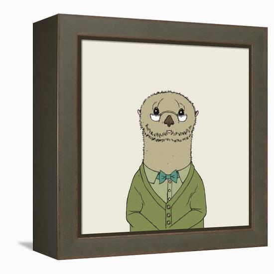 Otter on Cream-Wild Apple Portfolio-Framed Stretched Canvas