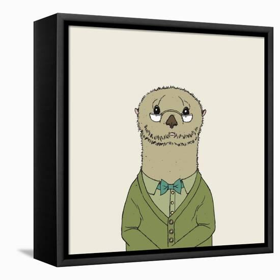 Otter on Cream-Wild Apple Portfolio-Framed Stretched Canvas