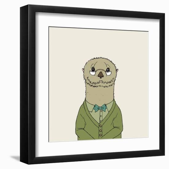 Otter on Cream-Wild Apple Portfolio-Framed Art Print