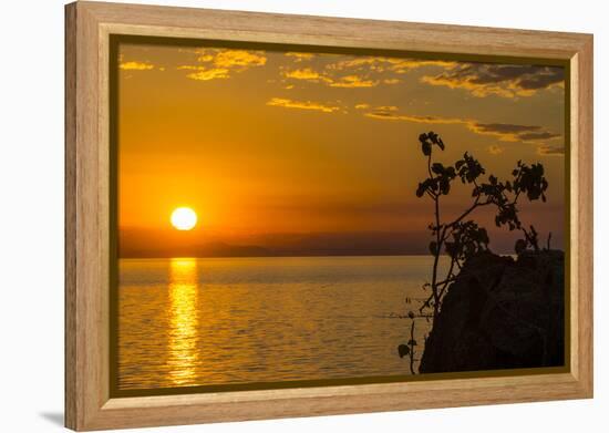 Otter Point at Sunset, Cape Maclear, Lake Malawi, Malawi, Africa-Michael Runkel-Framed Premier Image Canvas