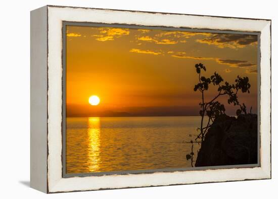 Otter Point at Sunset, Cape Maclear, Lake Malawi, Malawi, Africa-Michael Runkel-Framed Premier Image Canvas