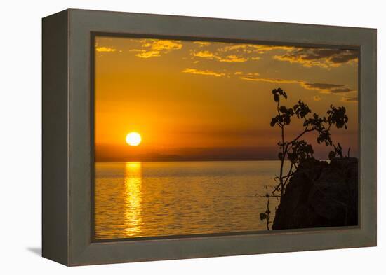 Otter Point at Sunset, Cape Maclear, Lake Malawi, Malawi, Africa-Michael Runkel-Framed Premier Image Canvas