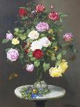 A Bouquet of Roses in a Glass Vase by Wild Flowers on a Marble Table, 1882-Otto Didrik Ottesen-Framed Giclee Print