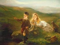 Two Children Fishing in Scotland-Otto Leyde-Premier Image Canvas