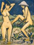 Three Nudes in a Landscape, 1922 distemper on hessian-Otto Muller or Mueller-Giclee Print