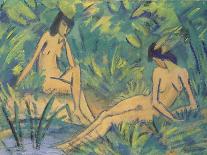 Three Nudes in a Landscape, 1922 distemper on hessian-Otto Muller or Mueller-Giclee Print