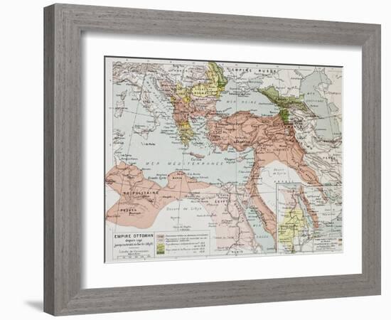 Ottoman Empire Historical Development Old Map (Between 1792 And 1878)-marzolino-Framed Art Print