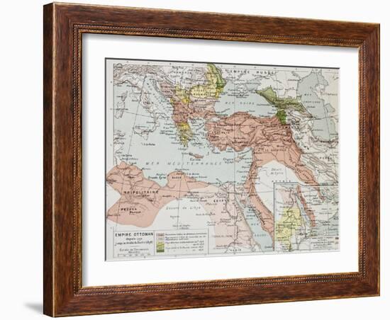 Ottoman Empire Historical Development Old Map (Between 1792 And 1878)-marzolino-Framed Art Print