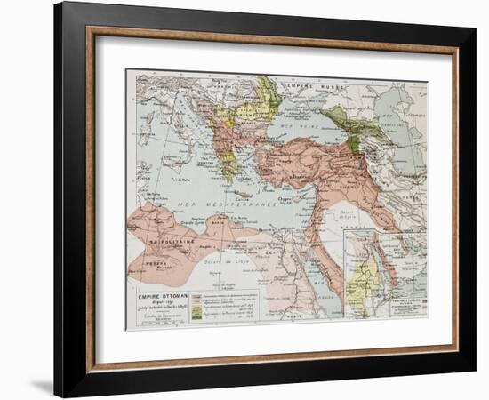 Ottoman Empire Historical Development Old Map (Between 1792 And 1878)-marzolino-Framed Art Print