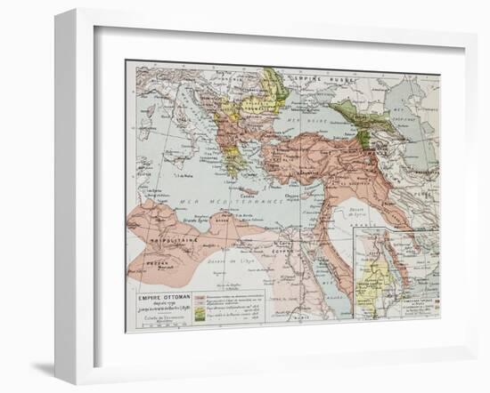 Ottoman Empire Historical Development Old Map (Between 1792 And 1878)-marzolino-Framed Art Print