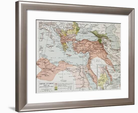 Ottoman Empire Historical Development Old Map (Between 1792 And 1878)-marzolino-Framed Art Print