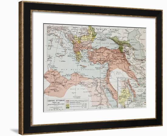 Ottoman Empire Historical Development Old Map (Between 1792 And 1878)-marzolino-Framed Art Print