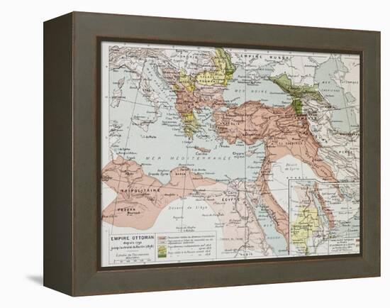 Ottoman Empire Historical Development Old Map (Between 1792 And 1878)-marzolino-Framed Stretched Canvas