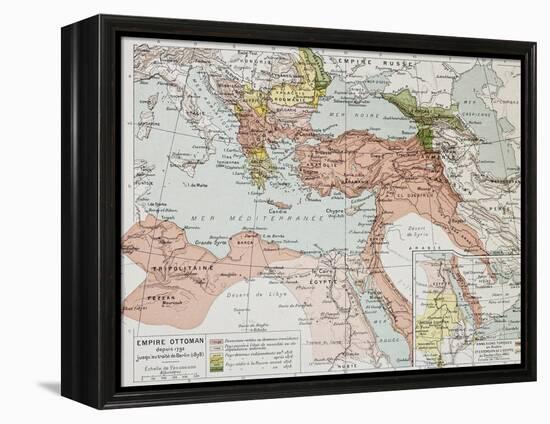 Ottoman Empire Historical Development Old Map (Between 1792 And 1878)-marzolino-Framed Stretched Canvas