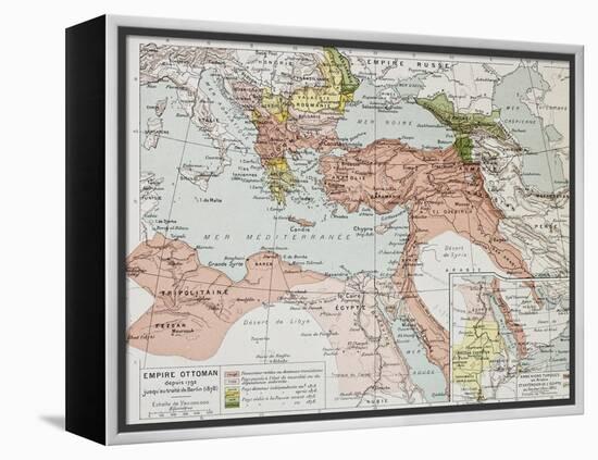 Ottoman Empire Historical Development Old Map (Between 1792 And 1878)-marzolino-Framed Stretched Canvas