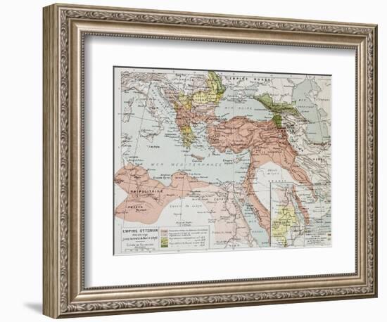 Ottoman Empire Historical Development Old Map (Between 1792 And 1878)-marzolino-Framed Art Print