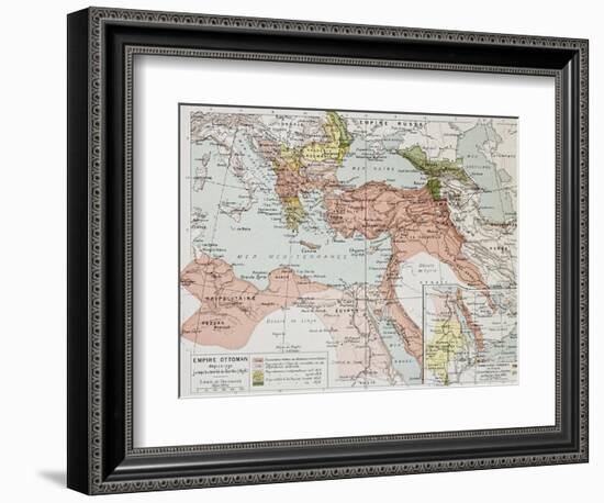 Ottoman Empire Historical Development Old Map (Between 1792 And 1878)-marzolino-Framed Art Print