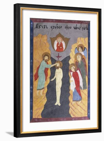 Ottoman Miniature on Queer Depicting the Baptism of Christ, Cover of a Greek Gospel-null-Framed Giclee Print