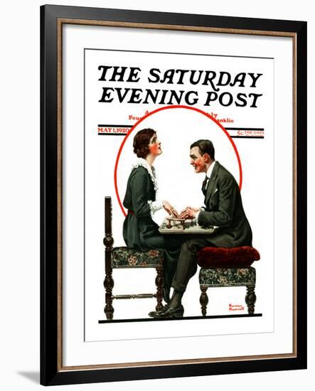 "Ouija Board" Saturday Evening Post Cover, May 1,1920-Norman Rockwell-Framed Giclee Print