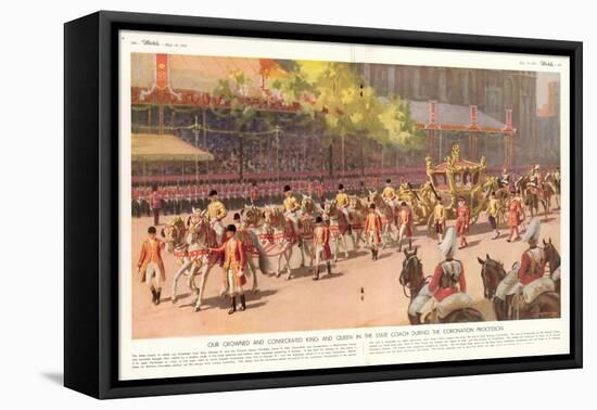 Our Crowned and Consecrated King and Queen in the State Coach During the Coronation Procession-Arthur C. Michael-Framed Premier Image Canvas